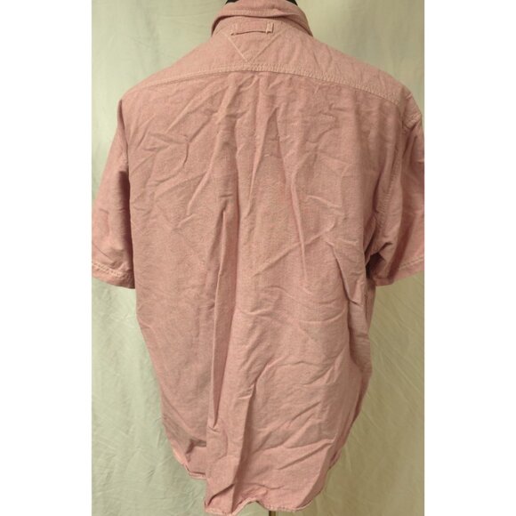 Tommy Hilfiger Denim Mens XXL Red Sun Washed Button Up Short Sleeve Denim Shirt - Picture 9 of 13